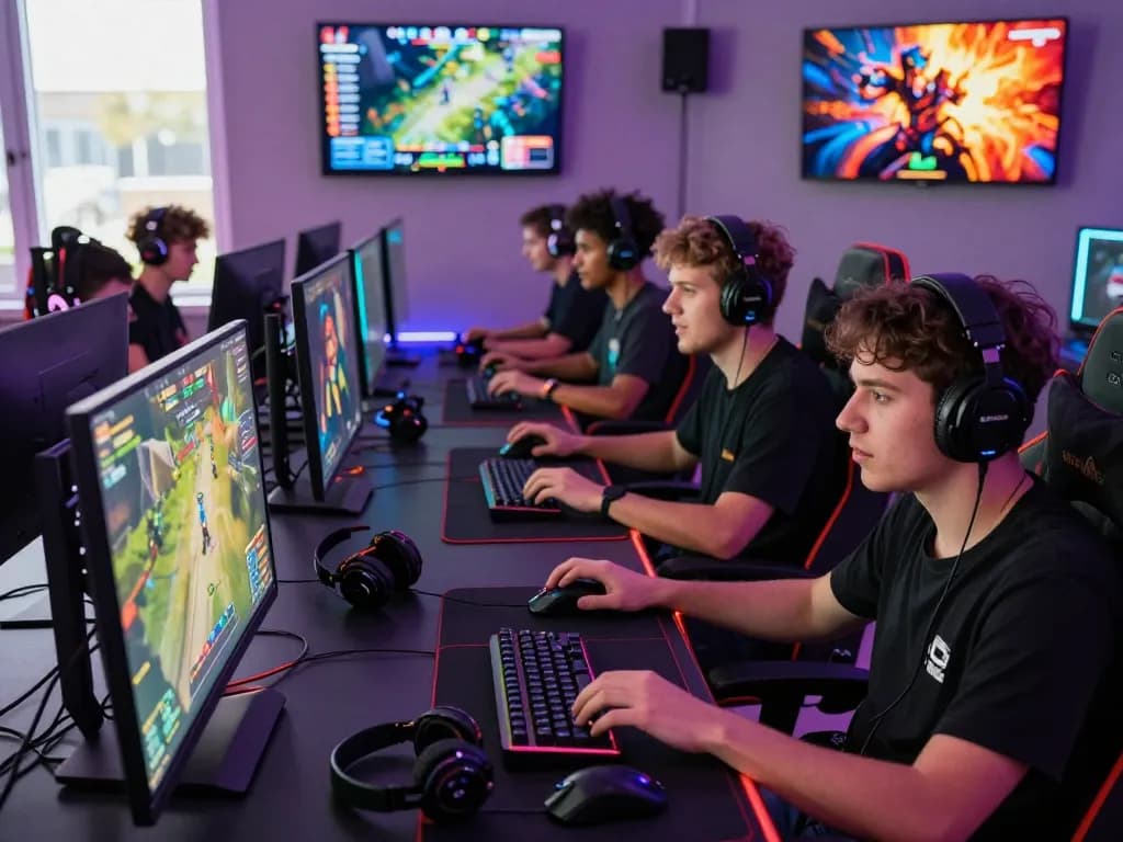 Exciting gaming scene with players enjoying hoki288, showcasing vibrant setups and competitive atmosphere.