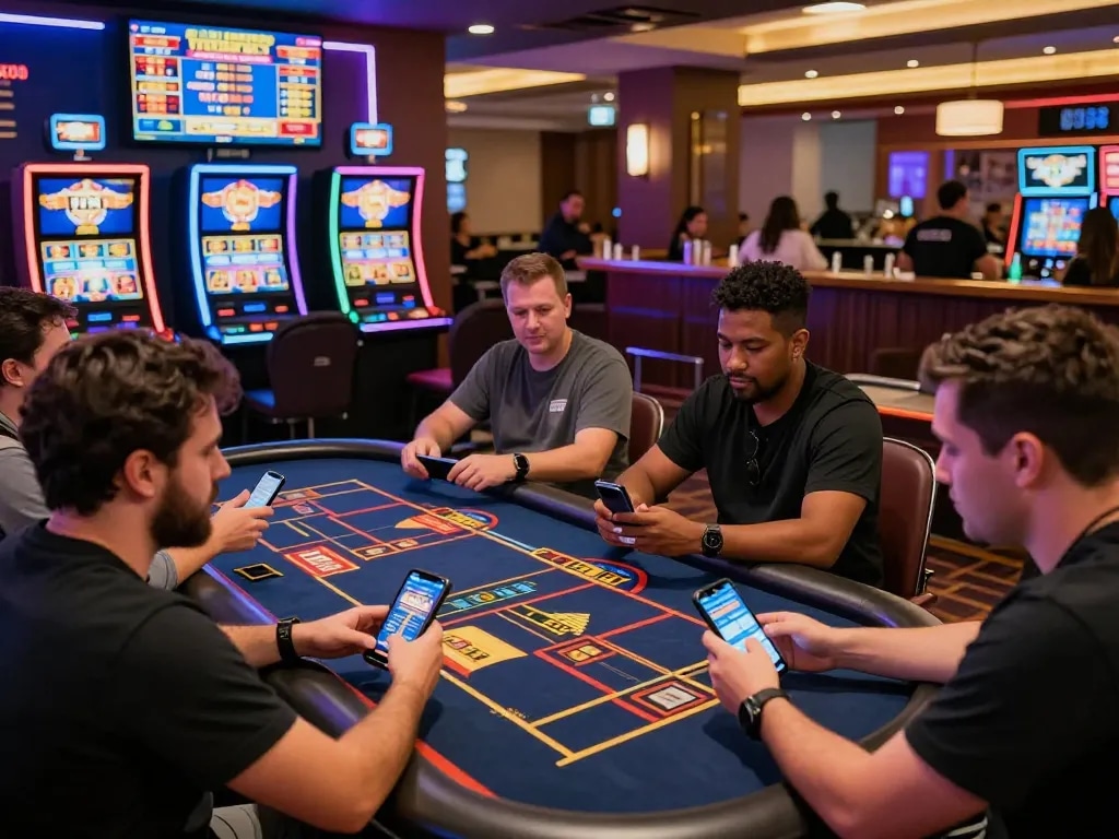 Exciting TV88 top online gambling scene with diverse players engaging in a vibrant casino experience.