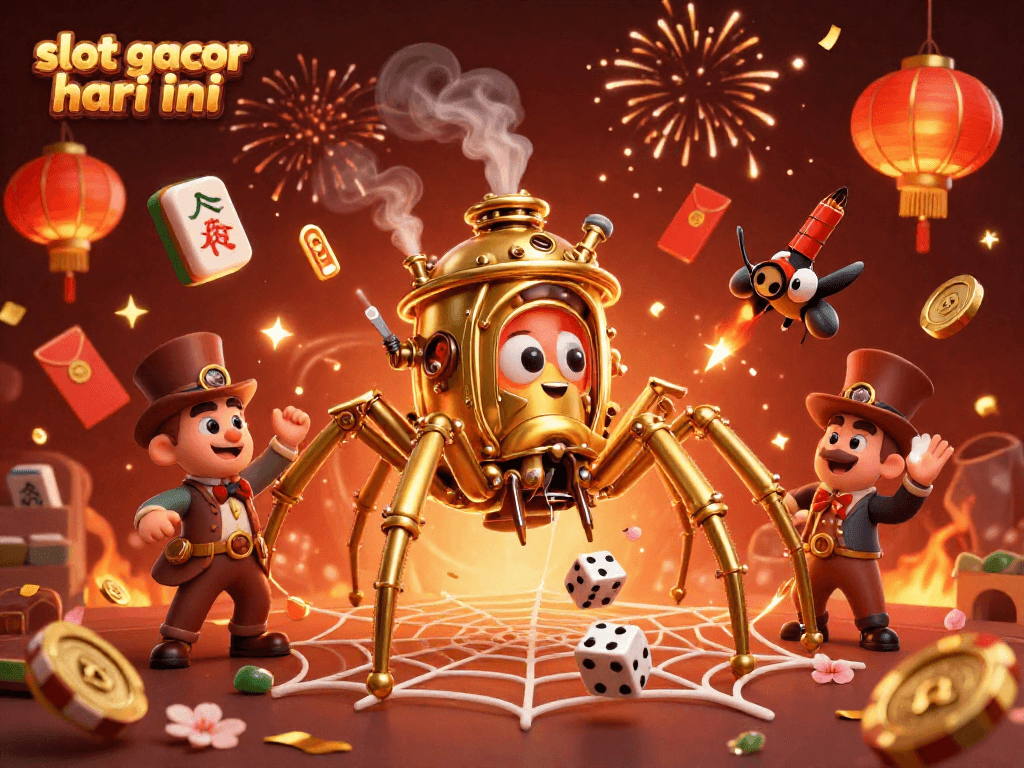 Experience slot gacor hari ini with vibrant 3D characters and dynamic casino elements in a thrilling illustration