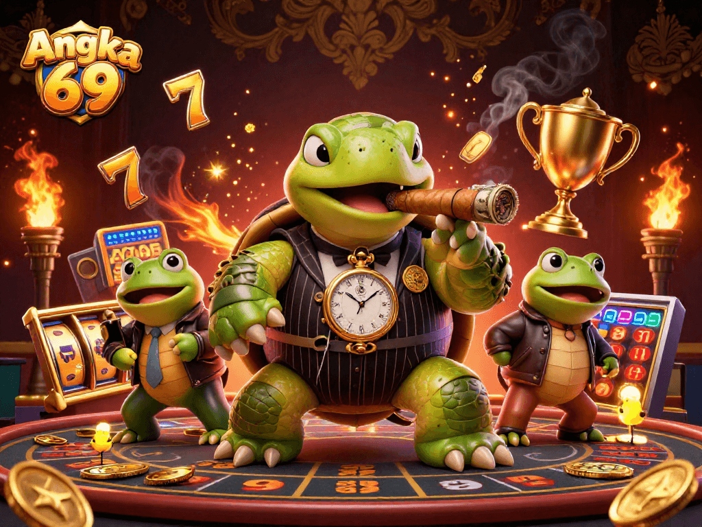 Engage with Angka 69's thrilling slots through a dynamic 3D gaming scene.