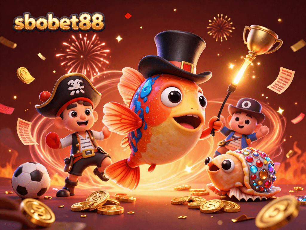 Win big with sbobet88, featuring a thrilling underwater scene with vibrant characters and sports betting elements.