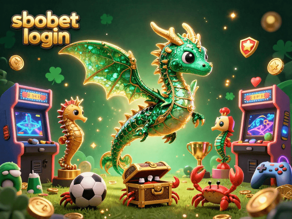 Engage in sbobet login with a vibrant display of soccer symbols and treasure hunting.