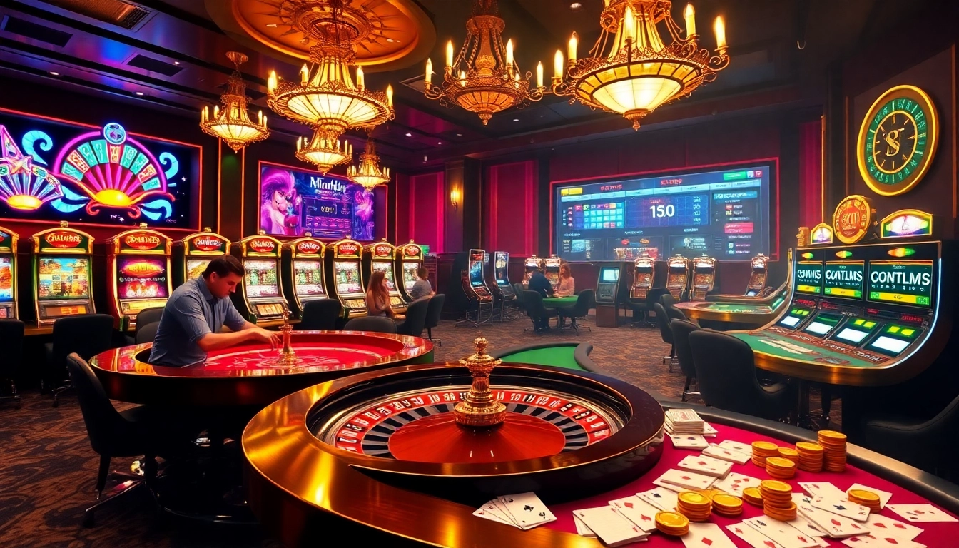 Experience excitement at https://mmoo1.de.com/ with a luxurious casino scene featuring roulette, slots, and poker.