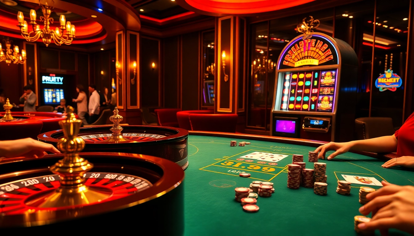 DF999 players engaging at a luxurious casino table, highlighting the excitement of gambling.