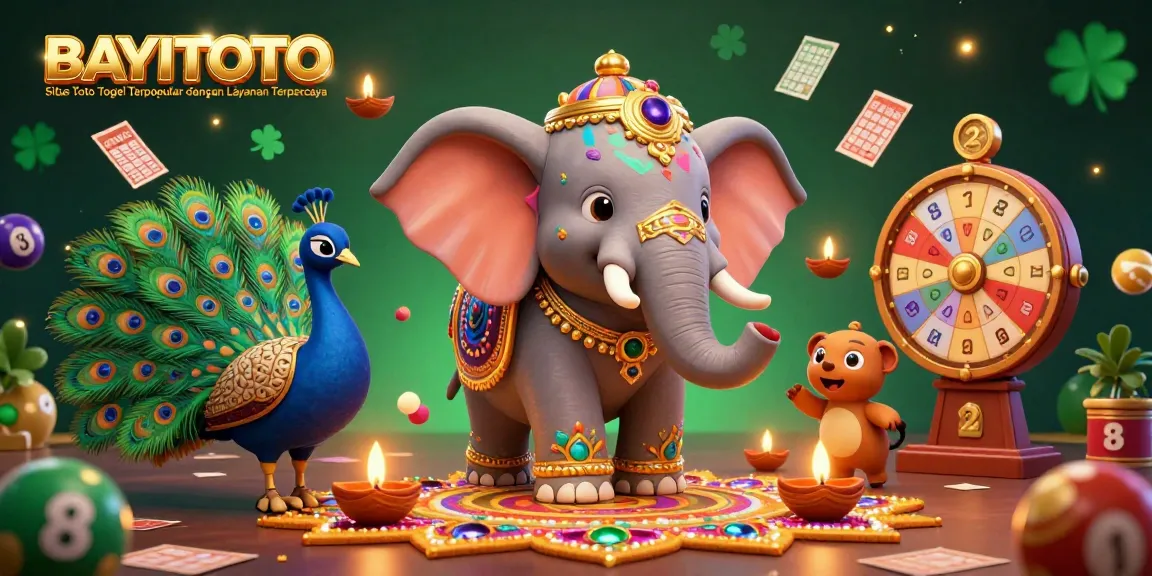 BAYITOTO Situs Toto Togel Terpopuler dengan Layanan Terpercaya showcases an immersive lottery atmosphere with vibrant characters.