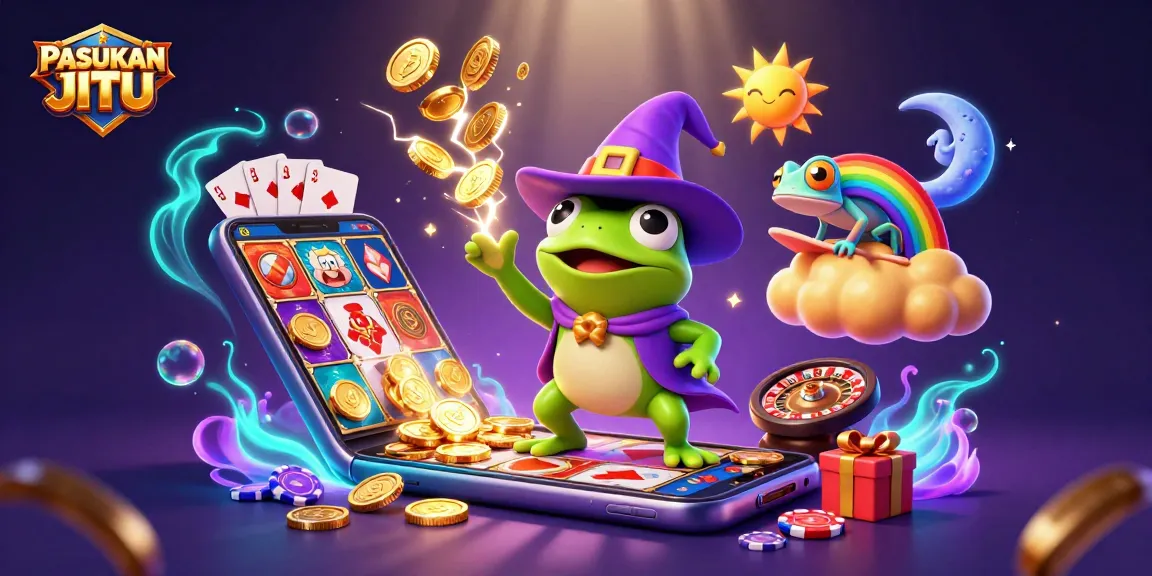 Experience PASUKAN JITU's thrilling casino adventure with golden coins and vibrant characters.