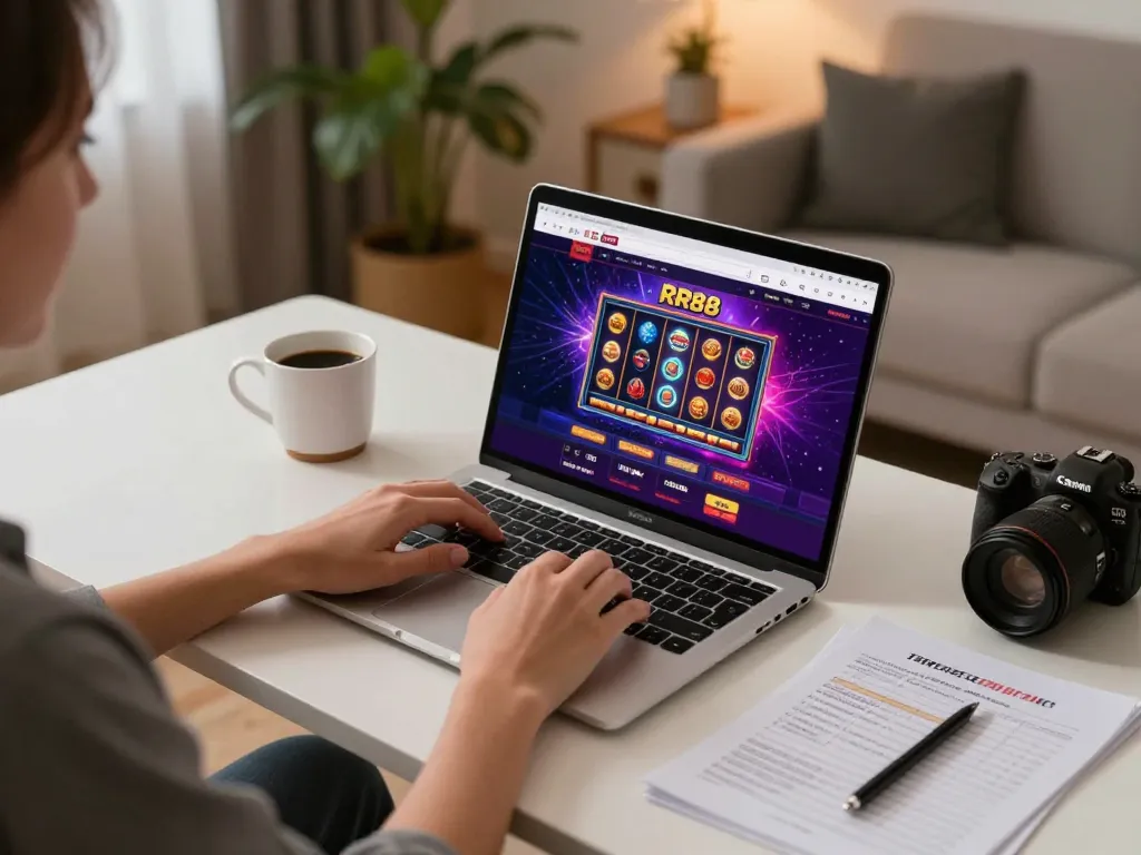 Engaging view of online gaming setup showcasing RR88 casino interface, highlighting effective betting strategies.