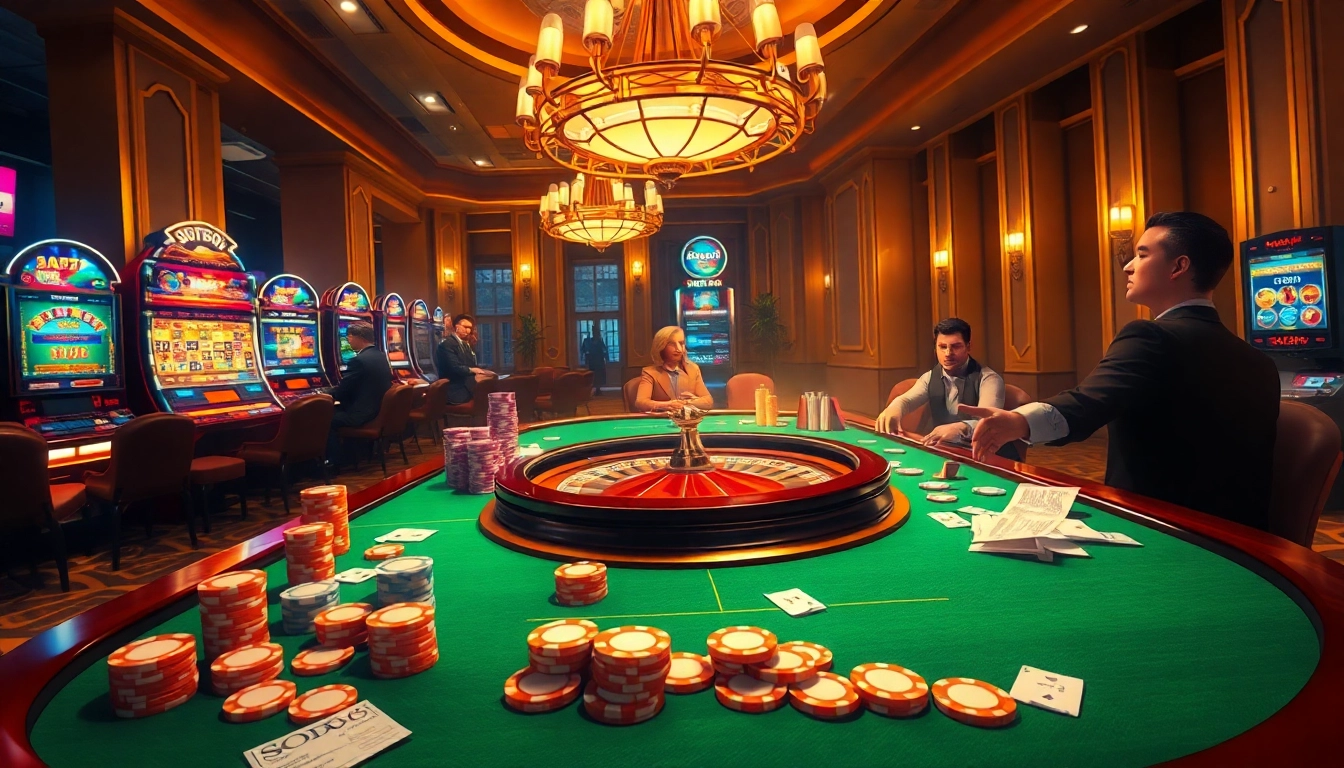 SODO66 players strategically betting at a luxurious casino table filled with vibrant chips.