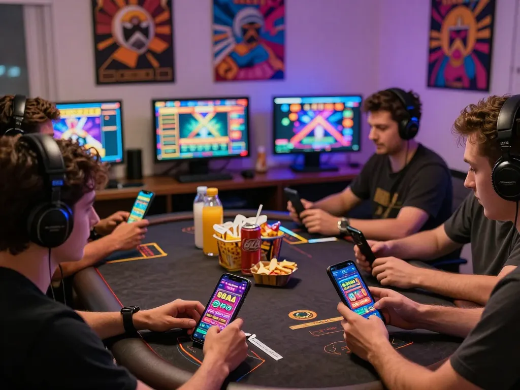 88aa top gaming scene featuring players enjoying casino games on multiple screens and devices.