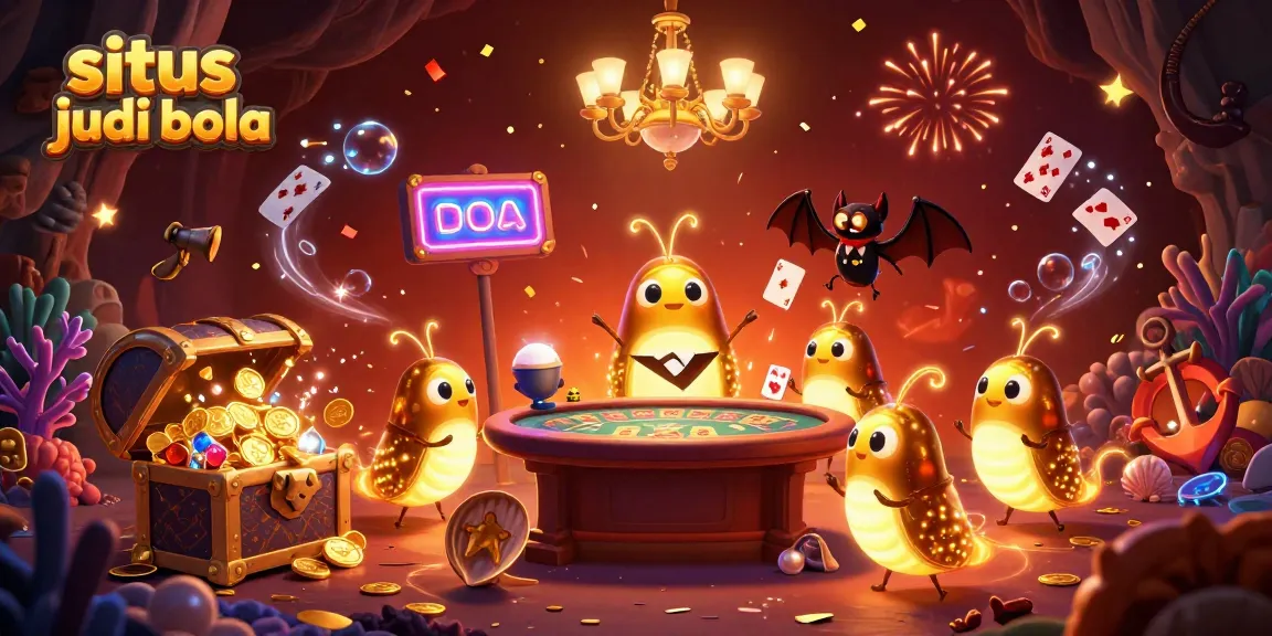 Experience thrilling wins at situs judi bola with a vibrant cave casino scene illuminated by glowing worms.