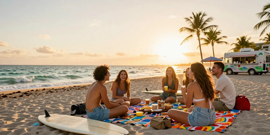 Tempat liburan menyenangkan di pantai Miami, dengan teman-teman bersenang-senang di https://miami4d.com/ saat menikmati piknik sebelum matahari terbenam.