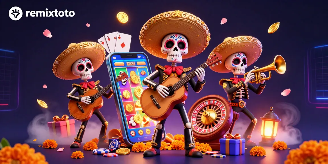 Engage with remixtoto through vibrant gaming moments, featuring a lively mariachi band in a colorful, action-packed scene.