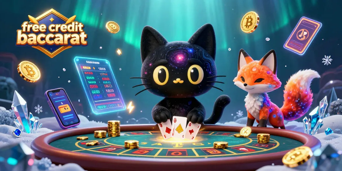 Engage in free credit baccarat with a lively cosmic casino scene featuring animated characters