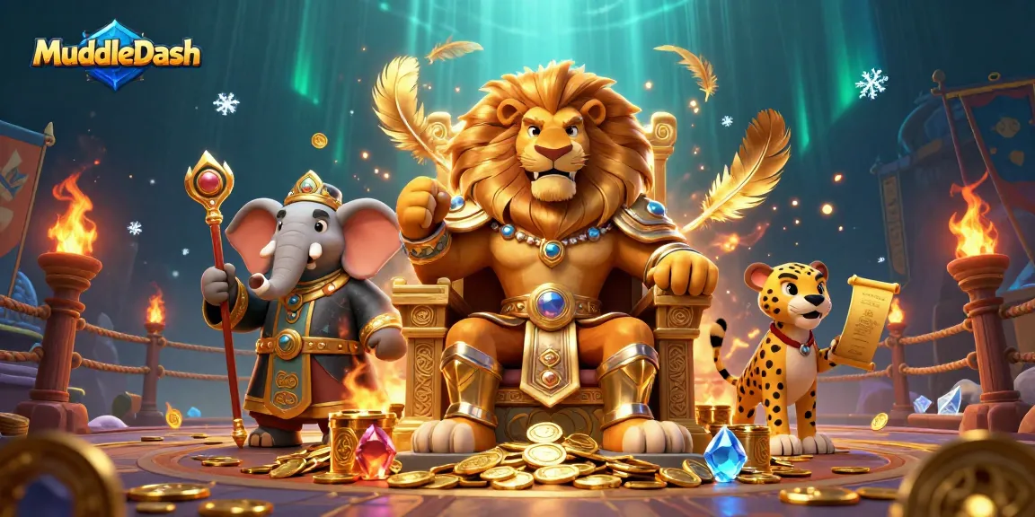 MuddleDash brings excitement with a fierce lion king, wise elephant advisor, and swift cheetah in a dynamic gaming environment.