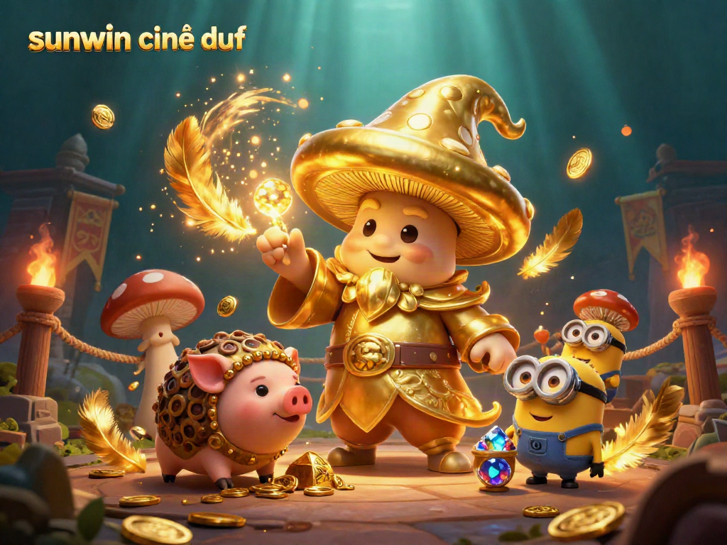 Experience sunwin chính thức as a gold wizard reveals treasures amidst a vibrant casino scene.