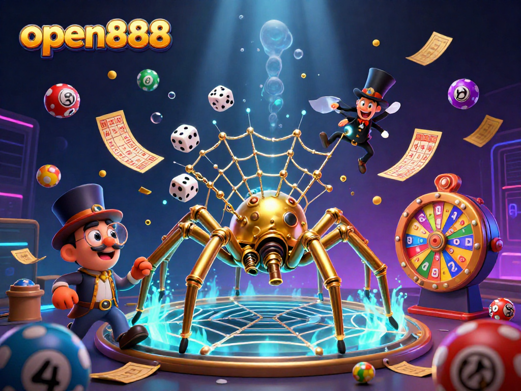 Spin the dynamic prize wheel at open888 while colorful lottery balls bounce in anticipation.