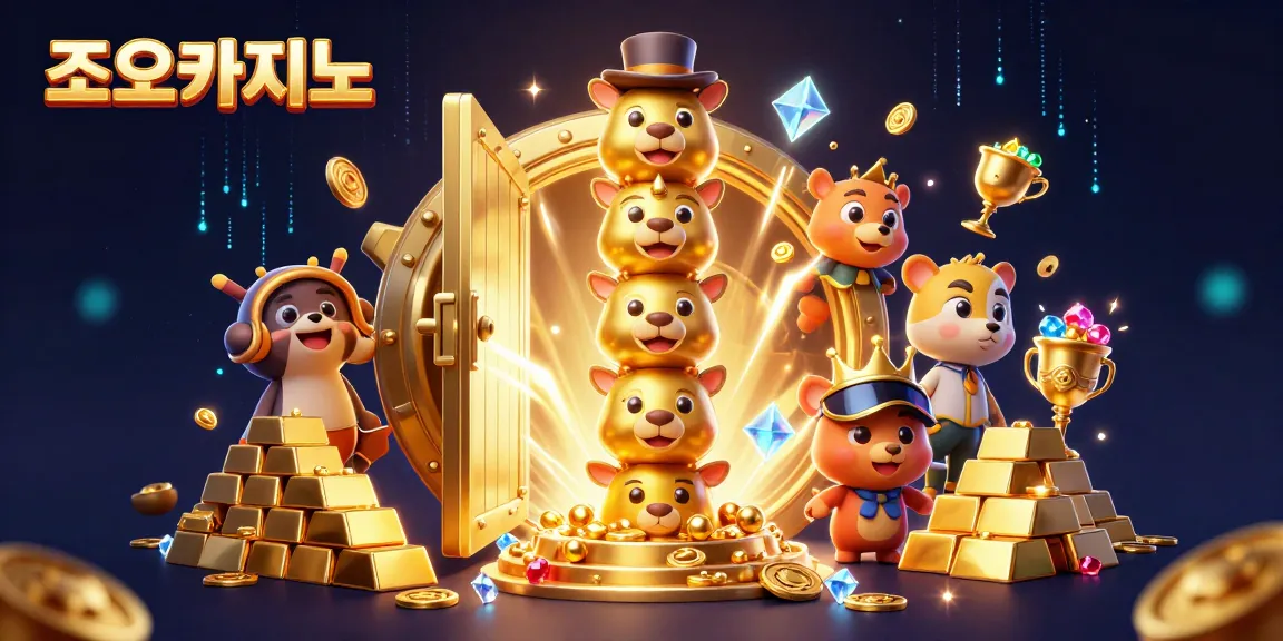 Experience the excitement of 조이카지노 with dynamic visuals showcasing golden treasures and thrilling casino elements.