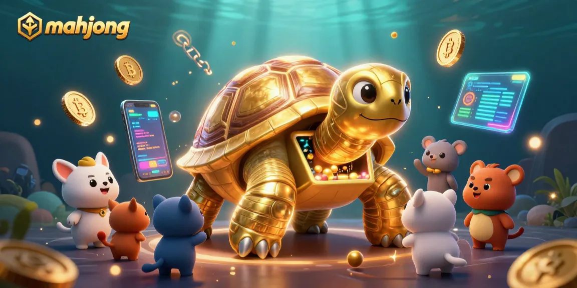 Score big with mahjong fun as animated tortoise plays a vibrant, casino-themed scene!