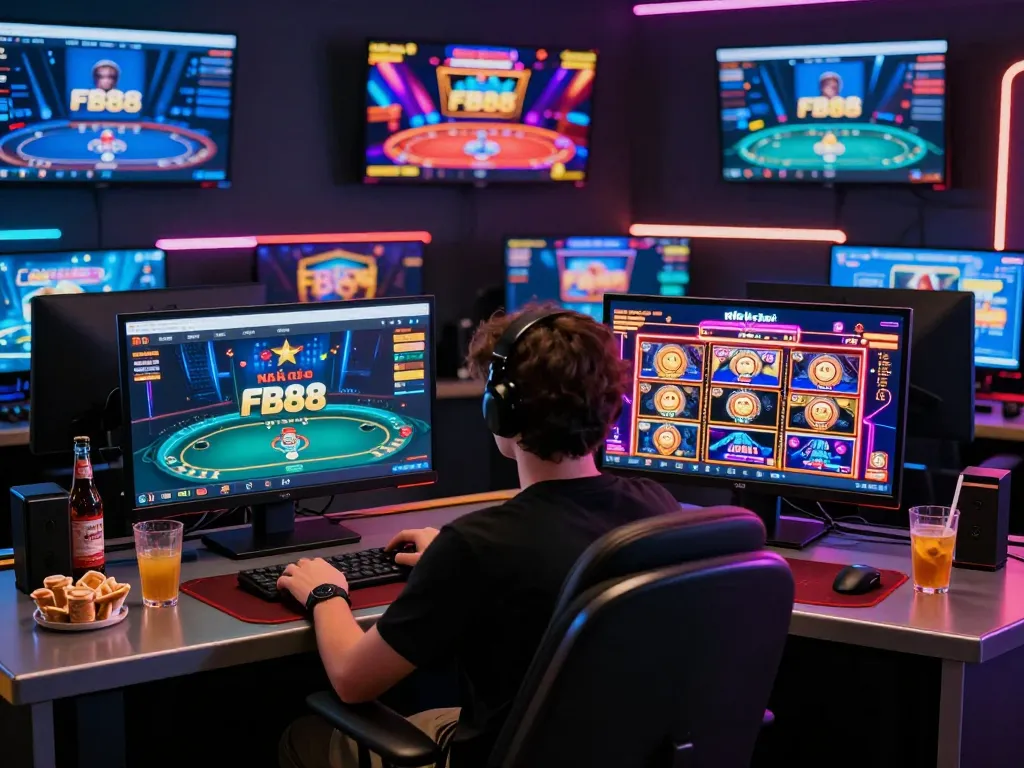 Engaging gameplay scene on the Nhà Cái FB88 platform showcasing poker and slot games.