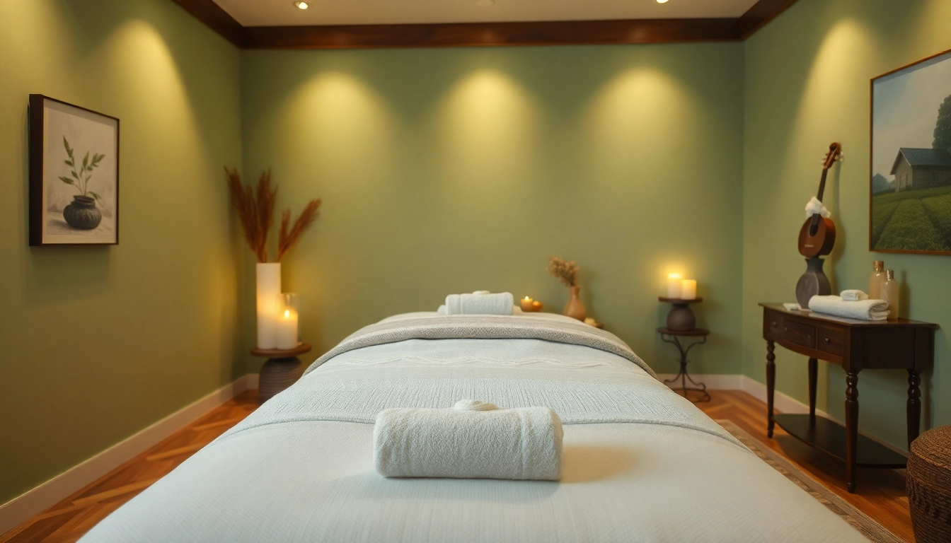 Relaxing ambiance of 동탄출장마사지 featuring a cozy massage room with soothing elements.