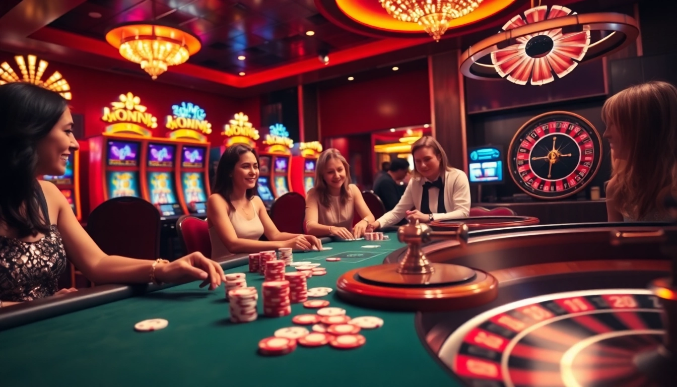 Engage with excitement at 789P's vibrant casino, featuring tables, cards, and spinning roulette.