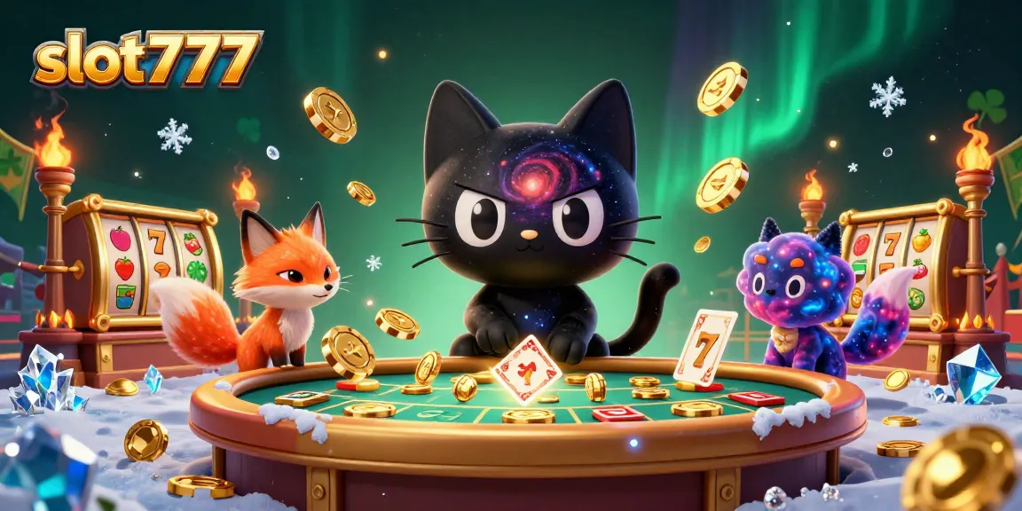Engage with slot777's action-packed cosmic casino featuring a mesmerizing black hole cat.