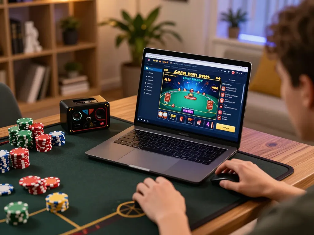 Engaging online gaming scene at https://gemwin.pics with a player immersed in poker.