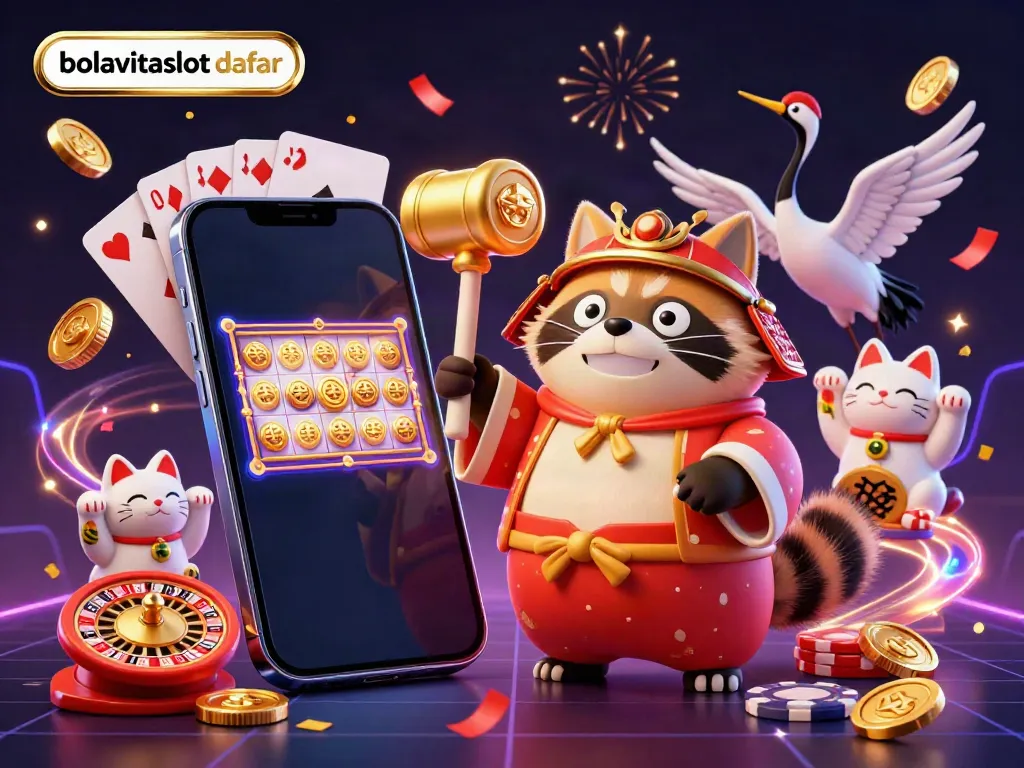 Engage in thrilling games at bolavitaslot daftar with cheerful tanuki and lucky symbols.