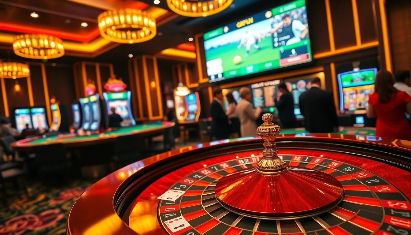 Experience the excitement of playing at OKFUN casino with vibrant tables and lively betting action.