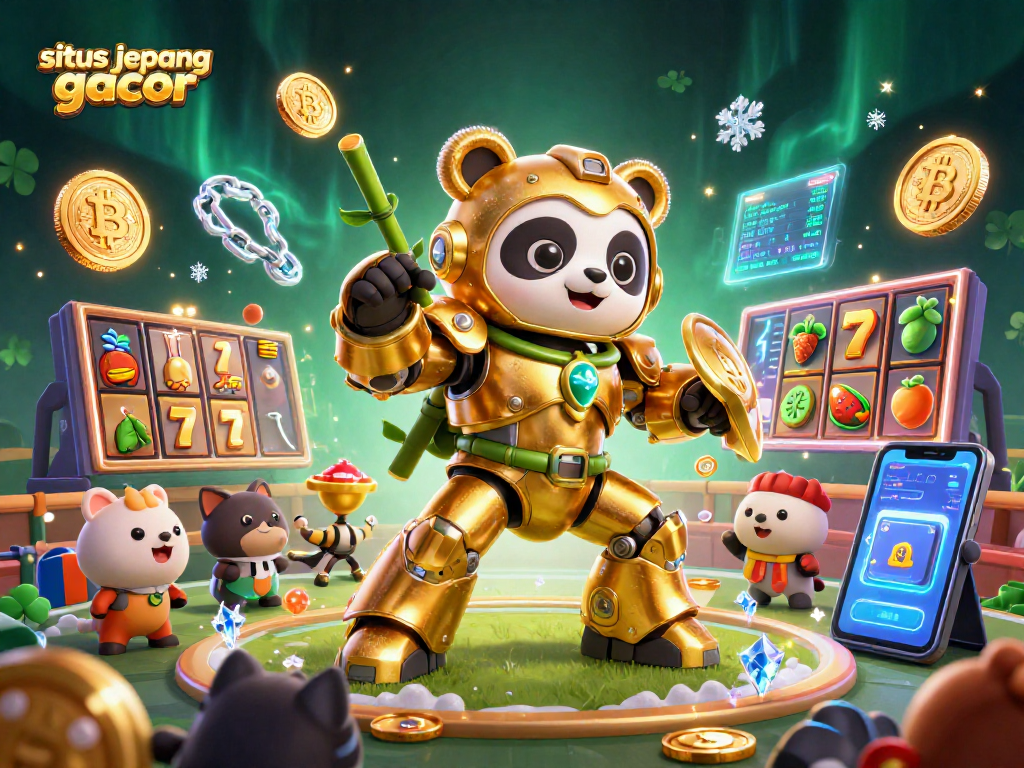 Engage with situs jepang gacor in a lively 3D gambling arena featuring vibrant characters and dynamic game elements.