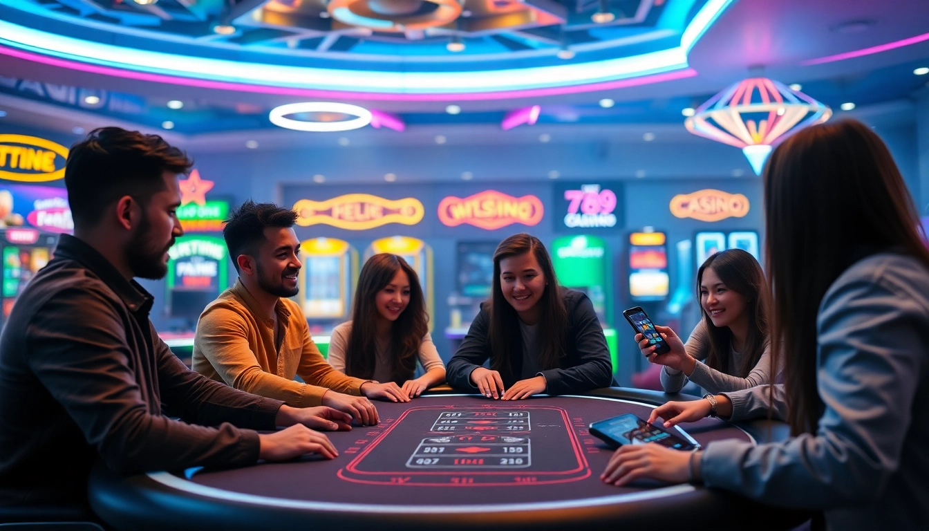 Exciting online gambling experience at 789F with diverse players at modern poker tables.
