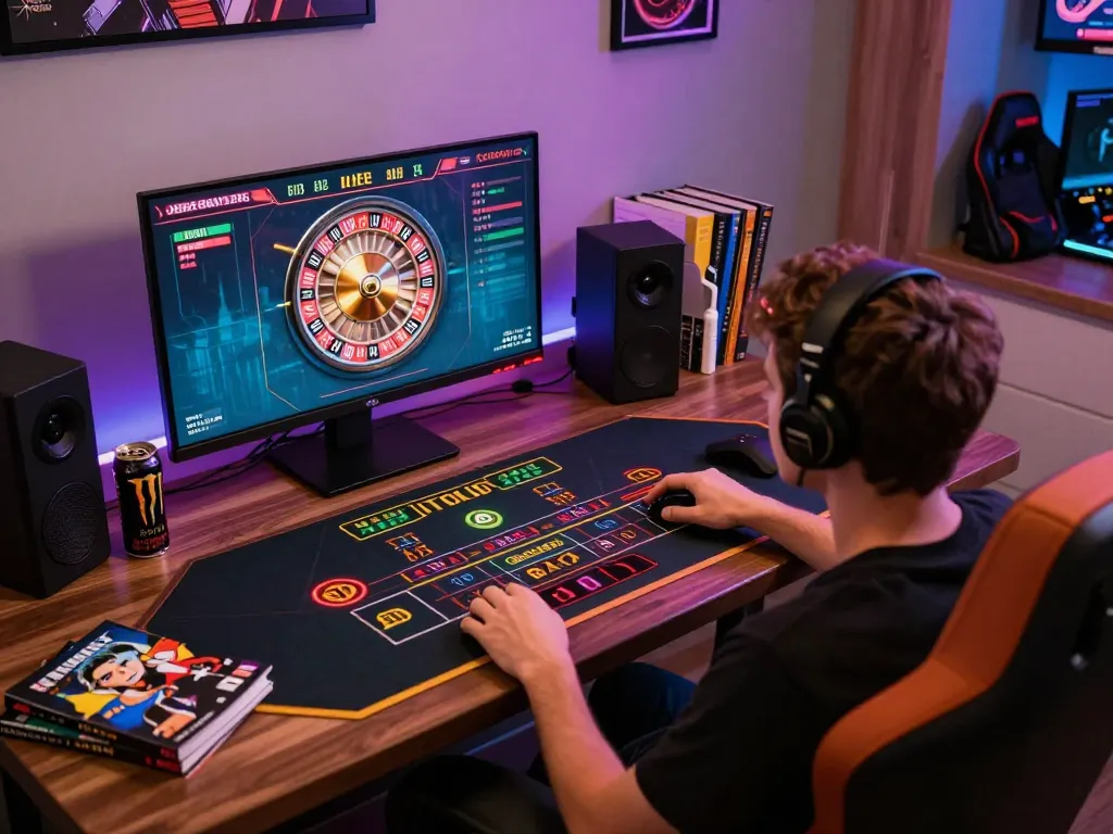 Player enjoying online gaming at open888 with roulette wheel in action and engaging environment