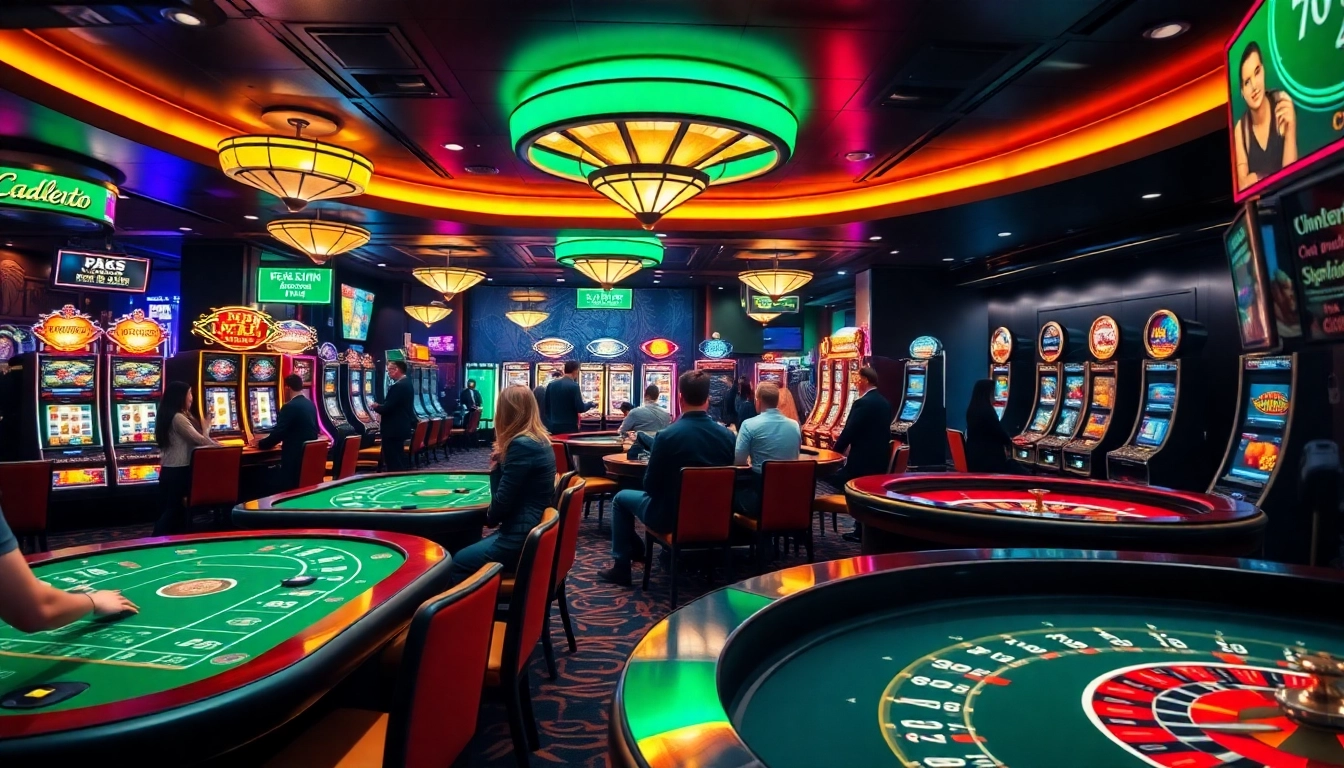 Spiele wie Poker und Slots auf einem modernen Casino-Floor mit casino-spiele de erleben.