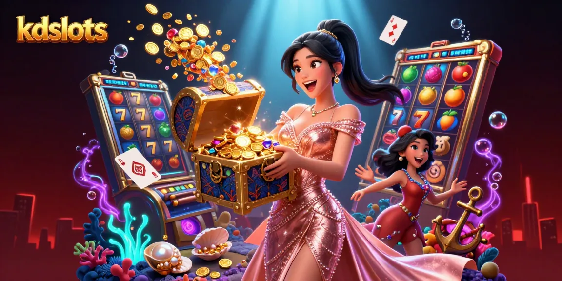 Engage in winning strategies with kdslots, showcasing a vibrant scene of a treasure-filled casino adventure.