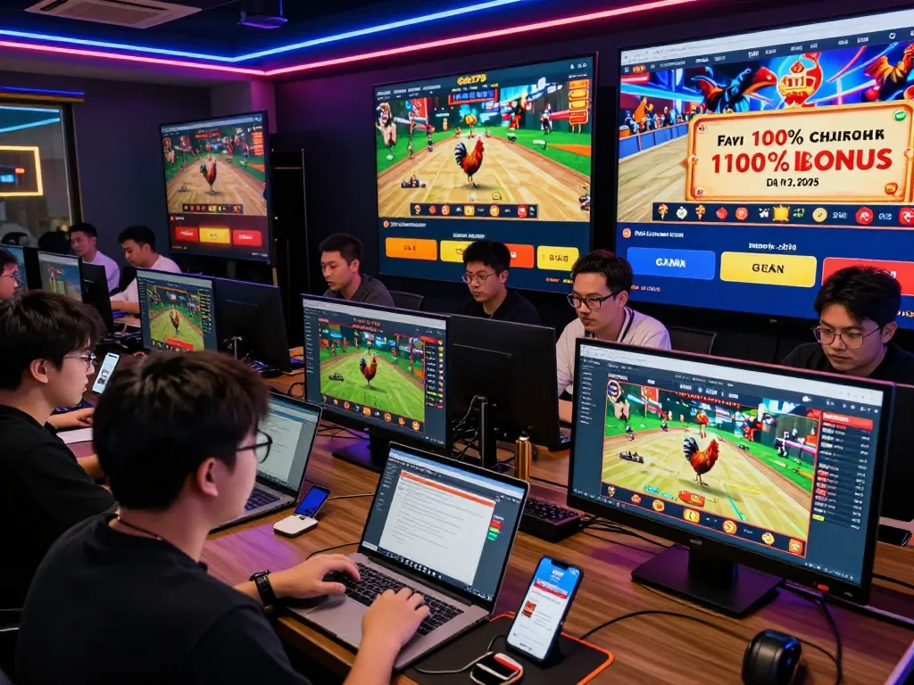 Exciting online betting experience at https://ga179i.com/ featuring live cockfighting action and vibrant player interactions.
