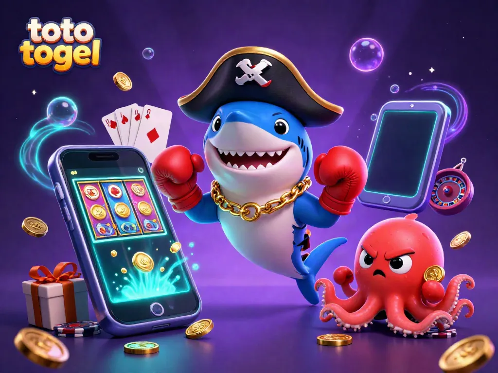 Engage in exciting toto togel with dynamic characters, vibrant colors, and casino elements.