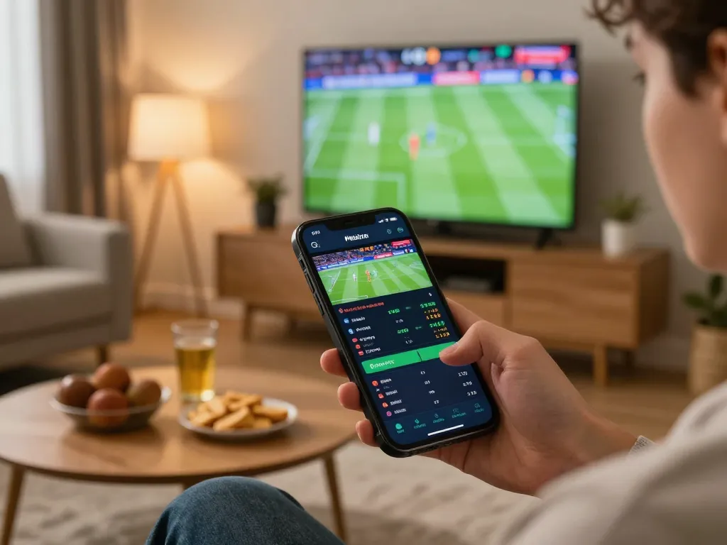 Engaging smartphone sports betting experience on RR88, analyzing odds and statistics.
