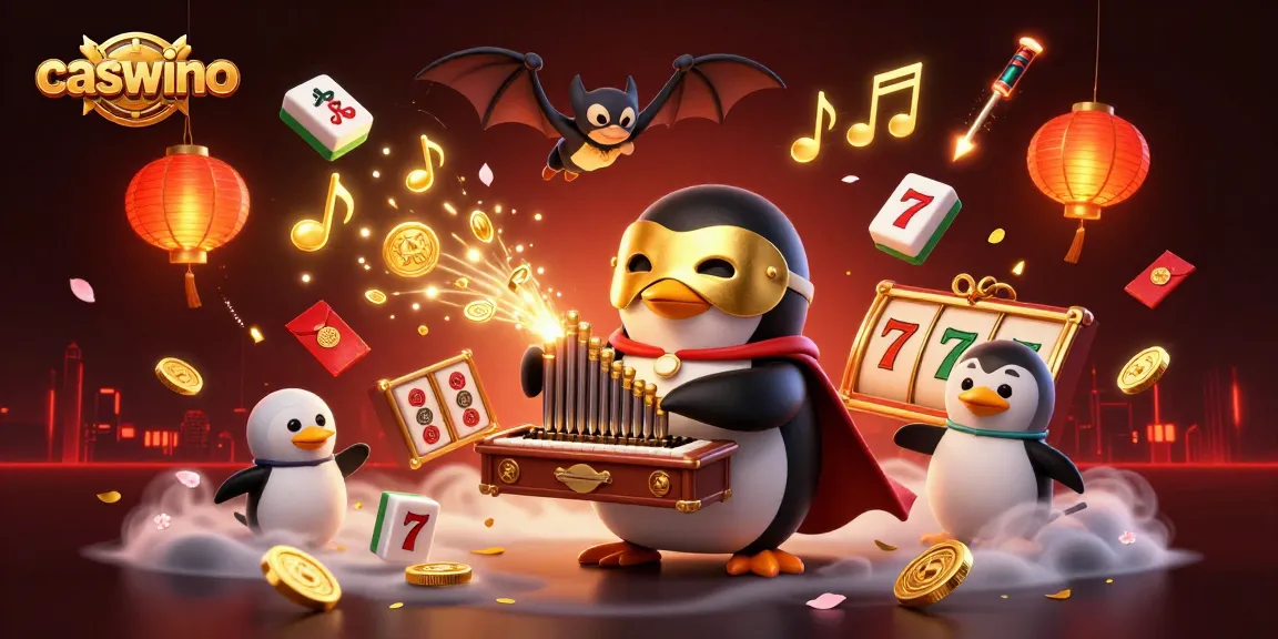 Experience exciting gameplay at caswino casino with a 3D penguin playing an organ of gold coins.