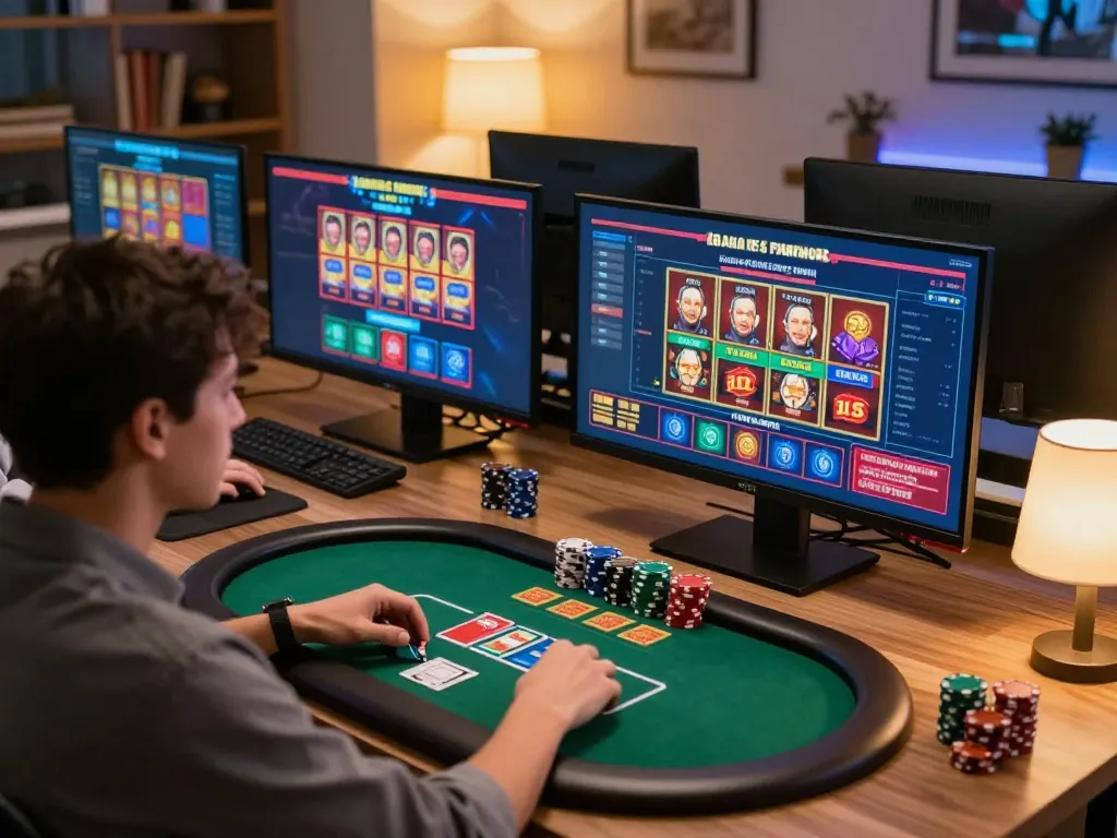 KJC online player tracking bets and strategies in an engaging home casino gaming session.