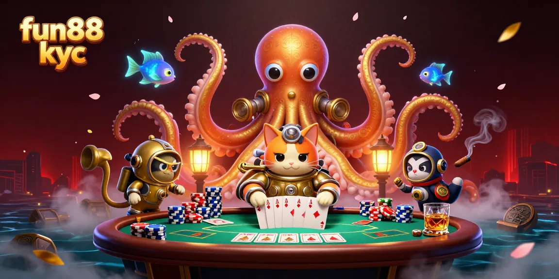 Chơi cá cược thú vị tại fun88 kyc với hình ảnh kraken và cá biển sống động.
