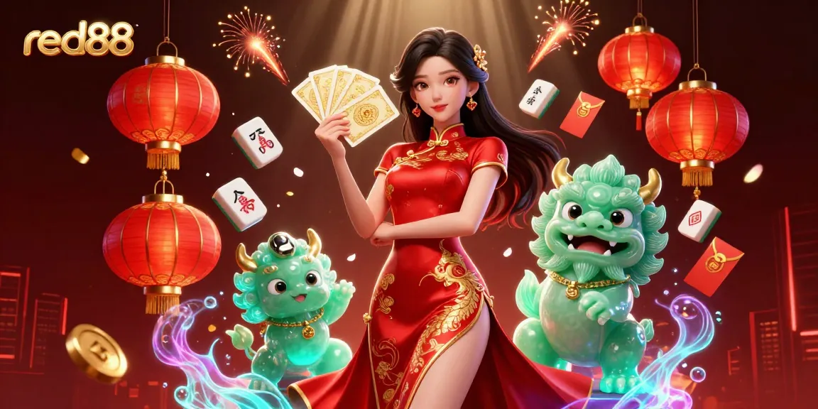 Experience the excitement of red88 with vibrant casino visuals featuring games and traditional elements.