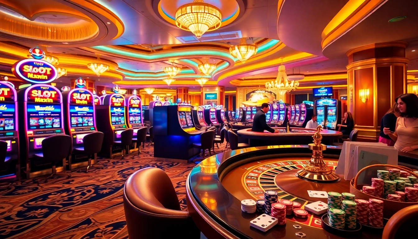 Experience thrilling wins at Slot Maxwin with vibrant casino visuals and engaging games.