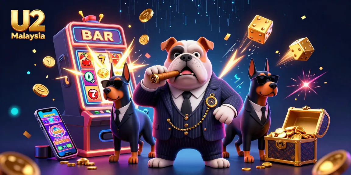 Play thrilling games with U2 Malaysia as cartoon characters celebrate a jackpot victory.