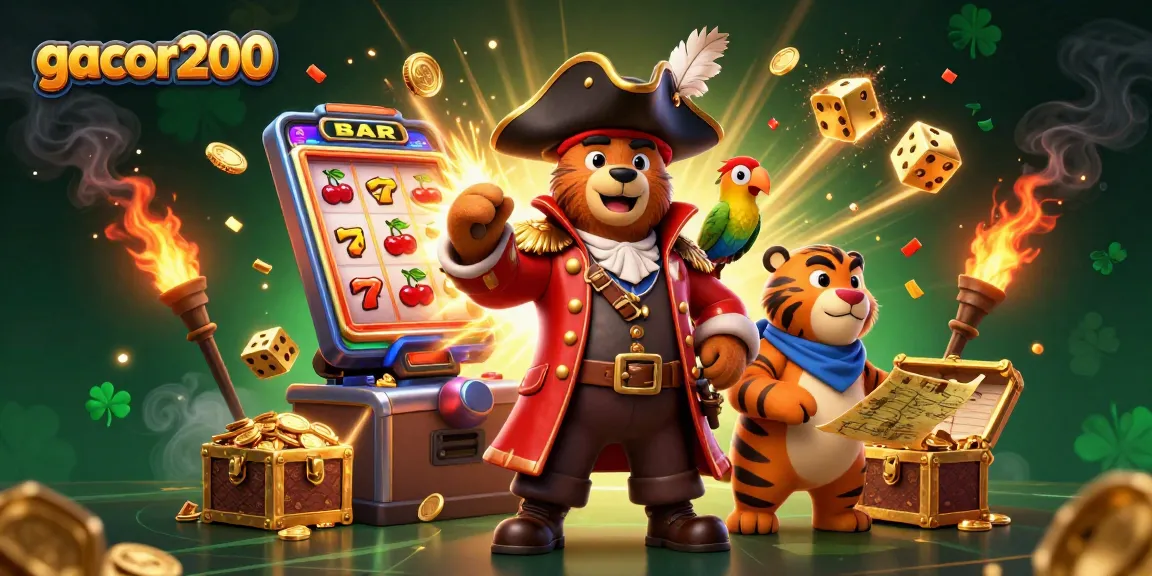 Experience thrilling wins at gacor200 with vibrant 3D cartoon elements showcasing a pirate adventure theme.