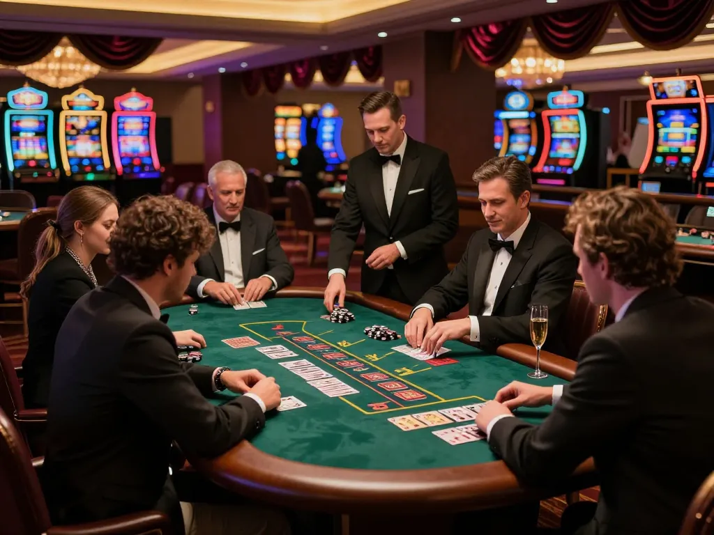 Players at a VIP blackjack table focusing on their hands at vipwin, showcasing luxury gaming experience.