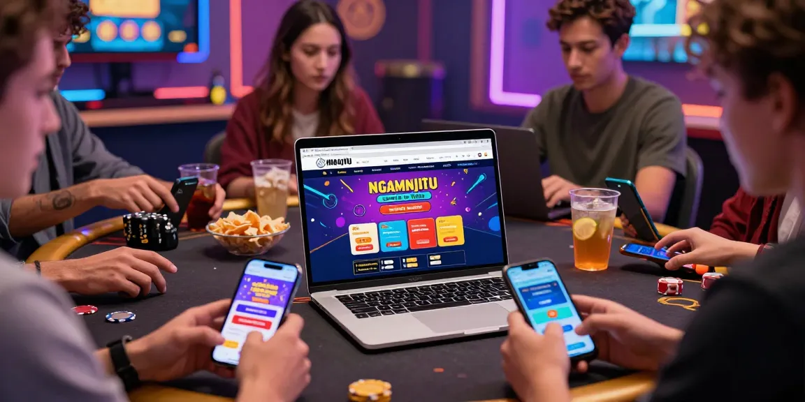 Exciting ngamenjitu online gambling experience with players on laptops and smartphones.