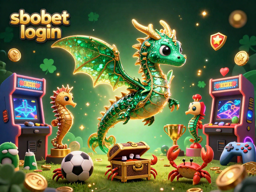 Engage in sbobet login with a vibrant display of soccer symbols and treasure hunting.
