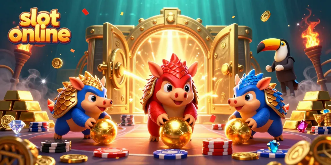 Pangolins rival bermain slot online dan melempar chip poker, merayakan kemenangan dengan karakter berwarna.