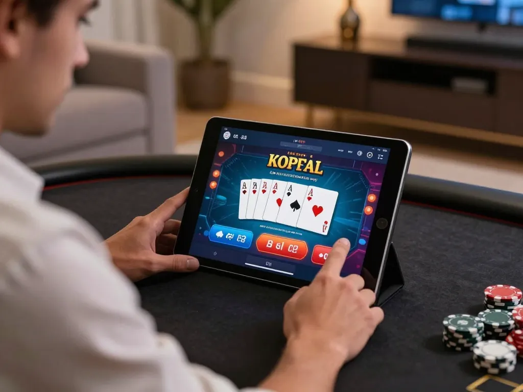 Player enjoying xx88's mobile casino app with live dealer interaction, emphasizing strategic gameplay.