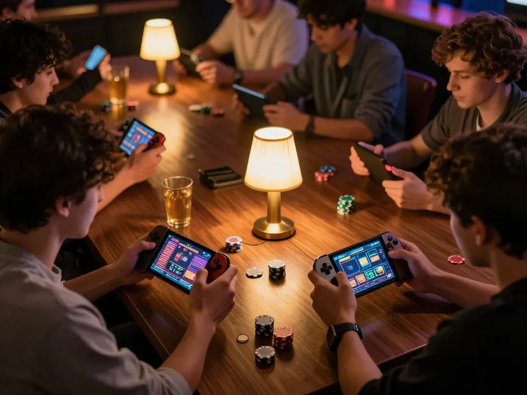 Players enjoying rikvip's online casino app, engaged in dynamic gaming moments on mobile devices.